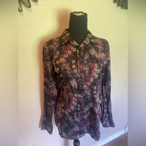 Ralph Lauren 100% cotton floral button down shirt Womens large